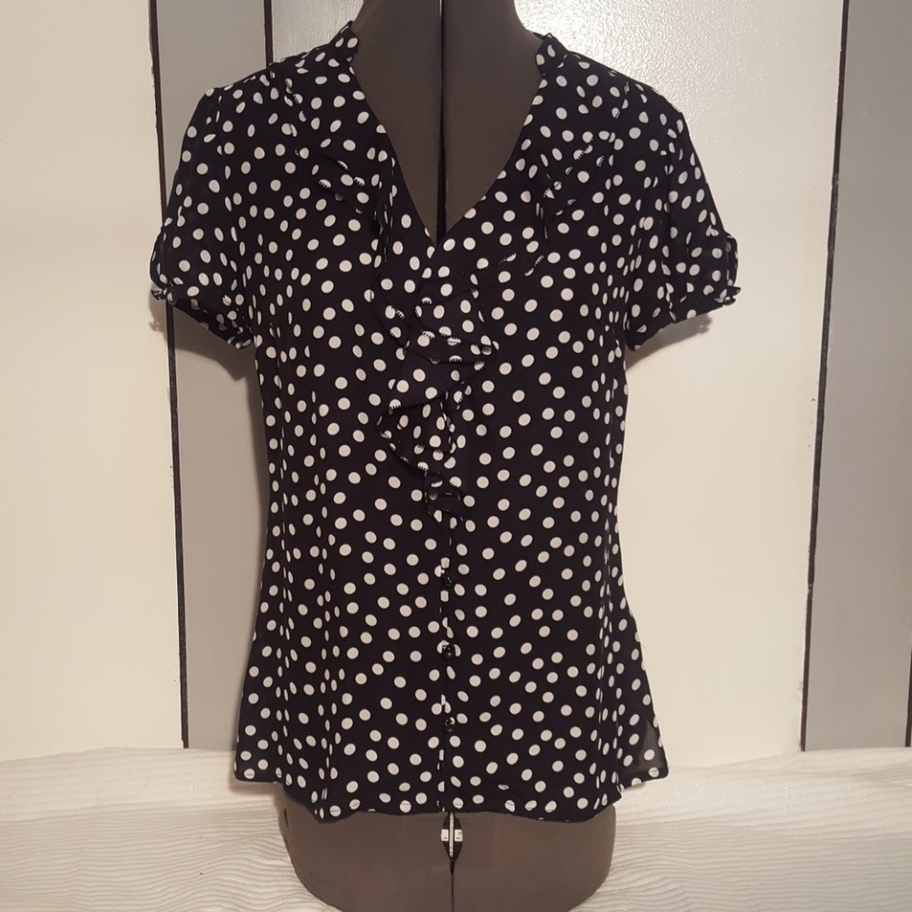 White House Black Market Silk Ruffle Blouse